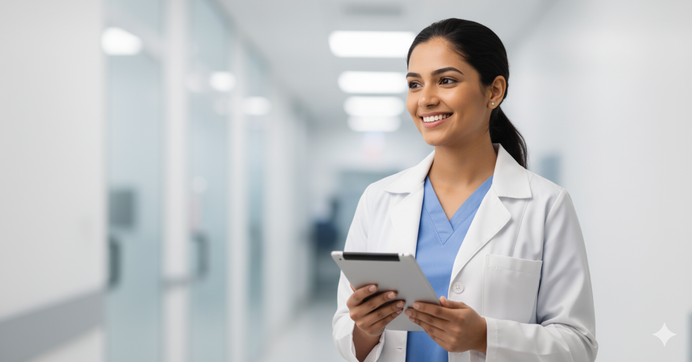 Profissional de saúde usando tablet